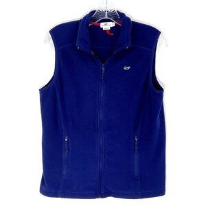 Vineyard Vines Vest Women M Blue Fleece Sweater Jacket Layer‎ Whale Preppy Adult